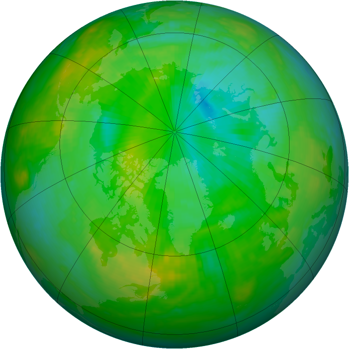 Arctic ozone map for 25 July 1984